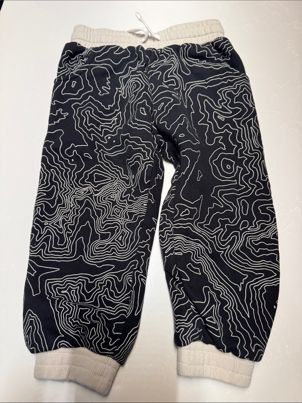 Little Bipsy Black Joggers with Cream Waistband & Cuffs